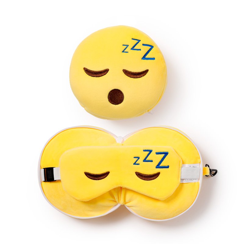 Relaxeazzz Snoozie der schlafende Kopf, Plüsch-Reisekissen und Augenmaske