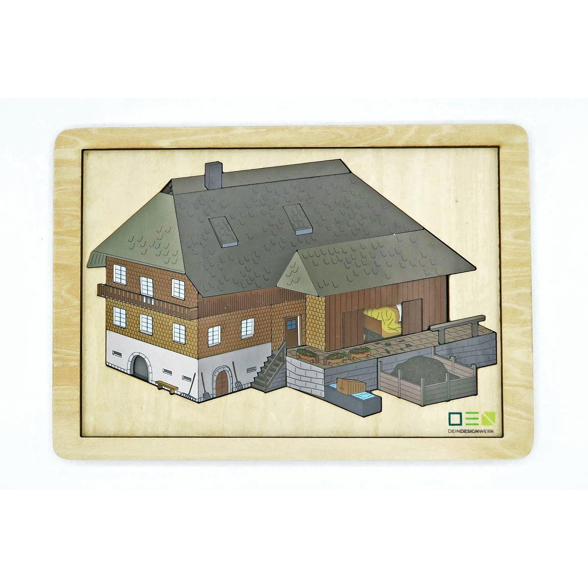 Blick-Durch-Puzzle: Schwarzwälder Bauernhof | Mehrschichtiges Holzpuzzle für die ganze Familie | Geschenk für Schwarzwaldliebhaber