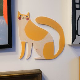 Muffin decoration in the shape of cat, wooden wall decor