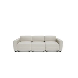 Cream beige modular three-seater sofa with clean lines and contemporary design for spacious living rooms.