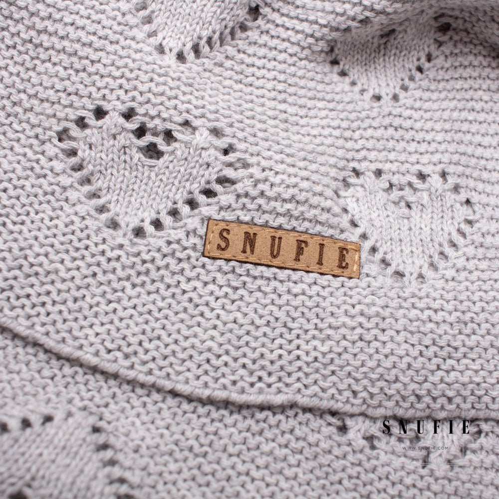 Couverture bébé | AMOUR tricoté | Gris