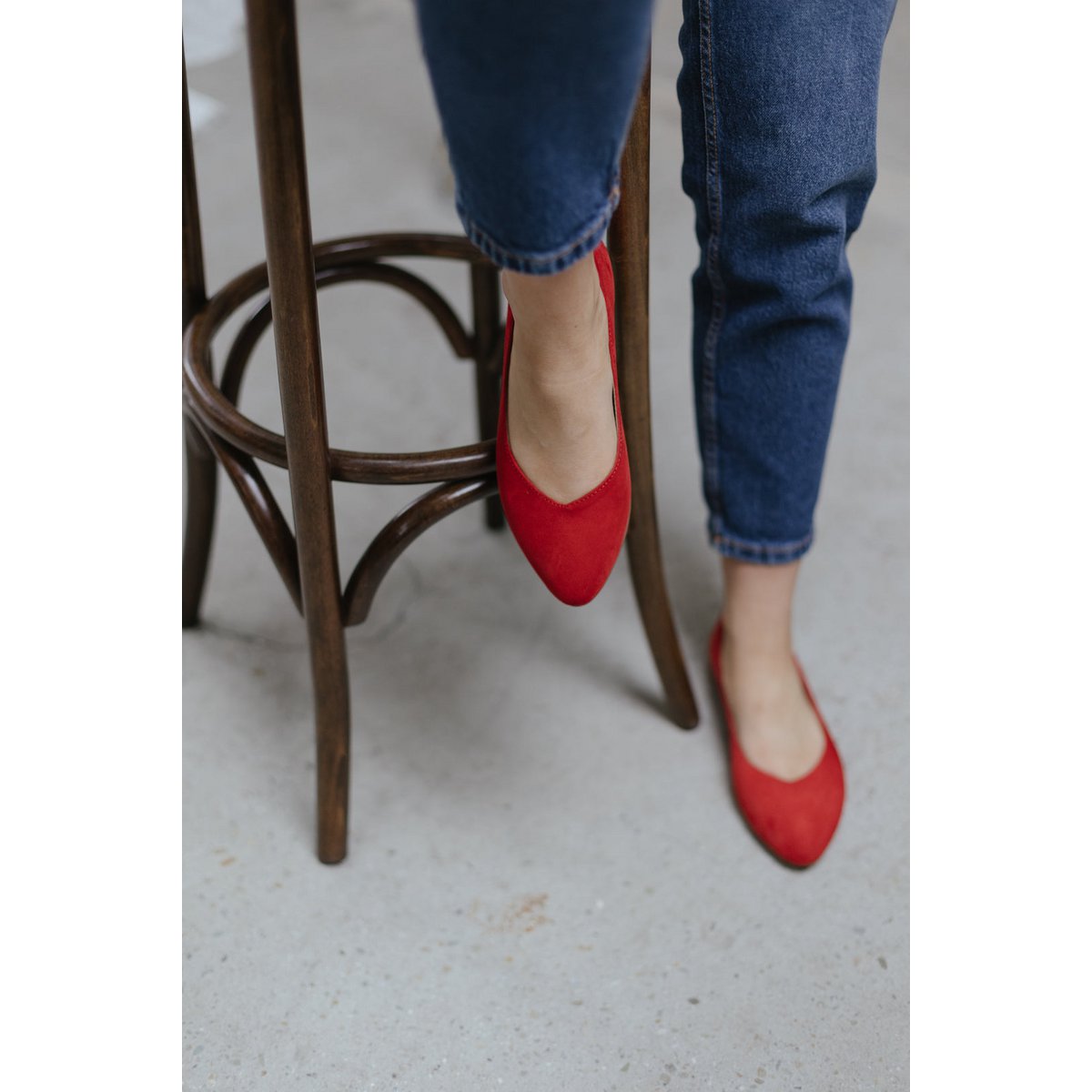 Klassieke ballerina's van suède - Audrey - Rood 34-42