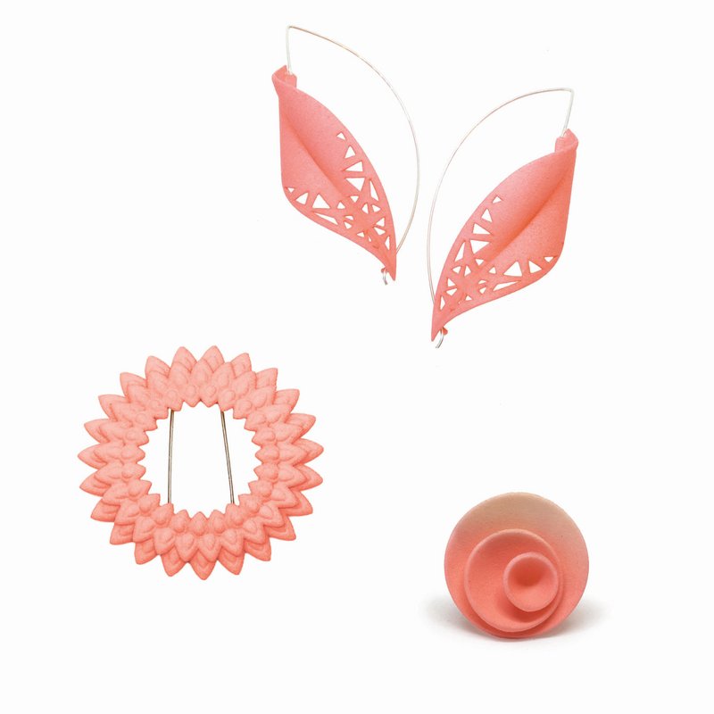 Dahlia broche Coral