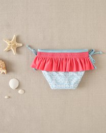 Baby Girls Retro Print Blue und Fuchsia Ruffle Strampler M191-23504032