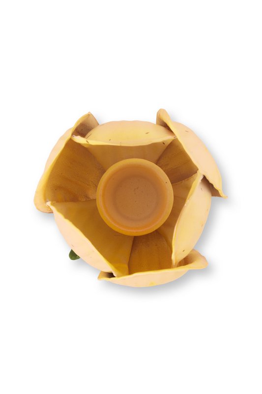 Candle Holder Metal Tulip Yellow 21cm
