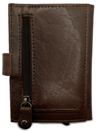 Etui na karty Lundholm wysuwane - z przegródką na monety, banknoty - skórzane etui na karty wysuwane etui na karty kredytowe męski prezent dla mężczyzny męskie prezenty prezent na dzień ojca prezent na dzień ojca koniak brązowy czarny