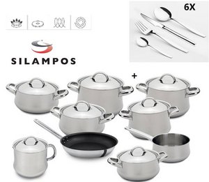 SILAMPOS 9-PIECE 18/10 ST. STEEL SET + 24 ST. STEEL CUTLERY PIECES WITH STEAK KNIFE