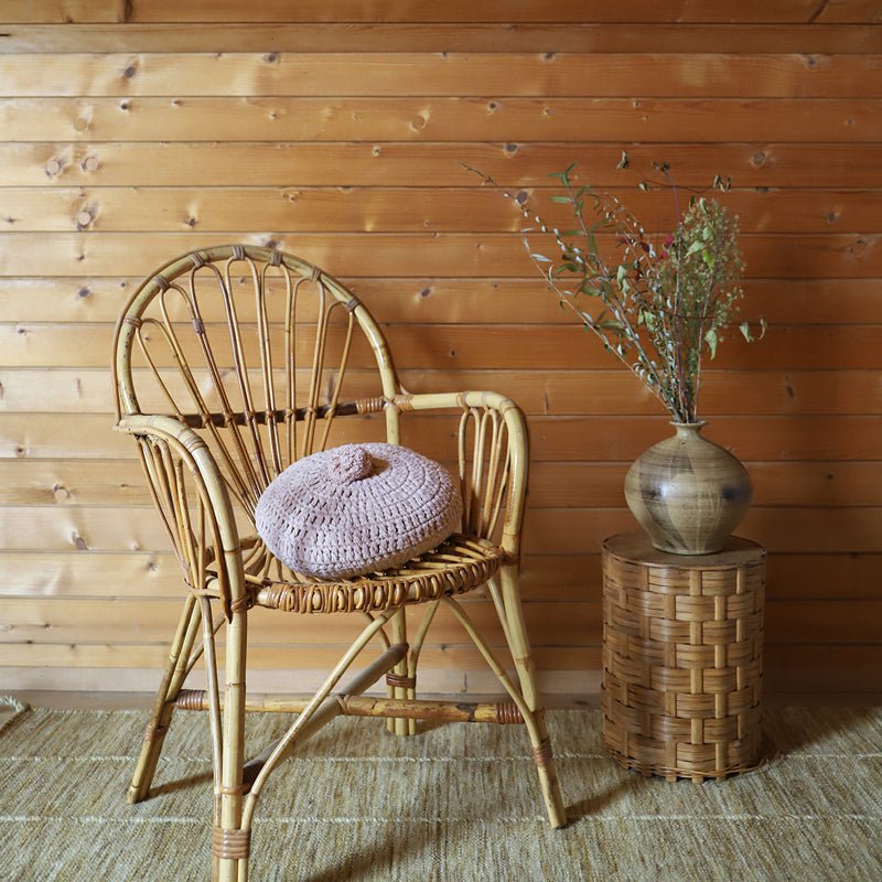 LENKA ROSE NUDE round crochet cushion