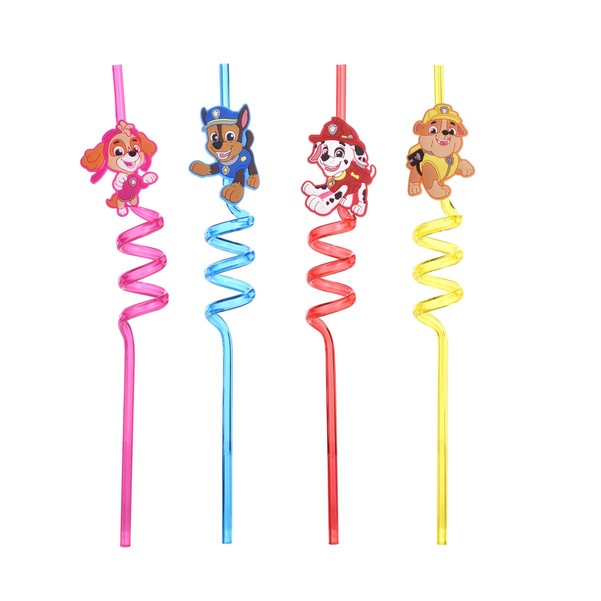 Paw Patrol, Set mit 4 Trinkhalmen, wiederverwendbar, Glasstrohhalme für Cocktails, Smoothies, Tee, ökologisch, widerstandsfähig