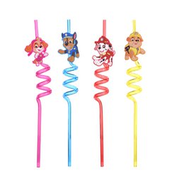 Paw Patrol, Set mit 4 Trinkhalmen, wiederverwendbar, Glasstrohhalme für Cocktails, Smoothies, Tee, ökologisch, widerstandsfähig