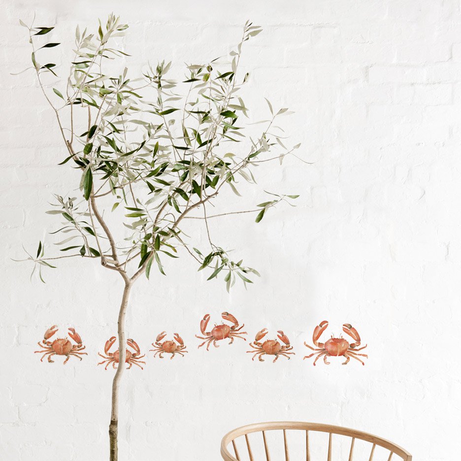 Watercolor crab wall sticker