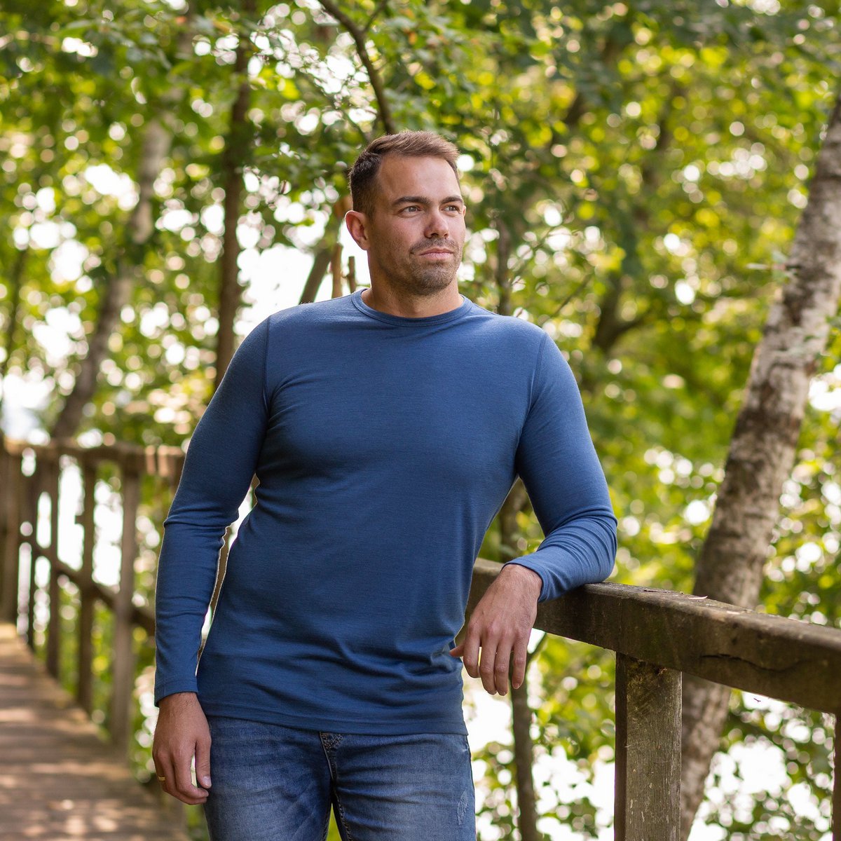 Men's Merino 160 Long Sleeve Crew Denim
