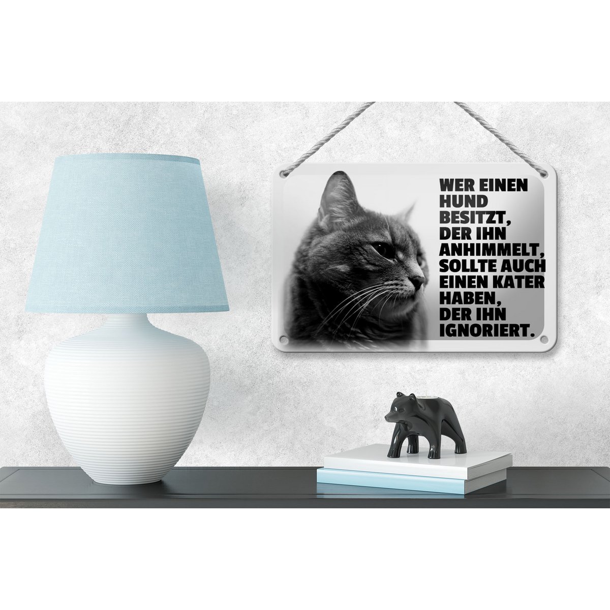Tin sign saying 18x12cm dog heavens to hangover ignores decoration