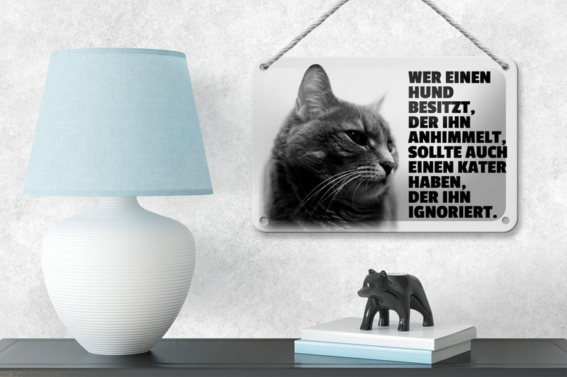 Tin sign saying 18x12cm dog heavens to hangover ignores decoration