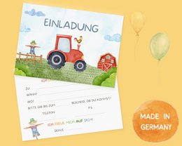 Tractor invitation cards - farm invitation card set to fill out including envelopes - farm children's birthday party - tractor theme party