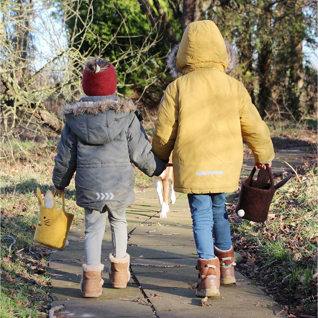 Ostereier-K rbchen Hase GELB, 100% Filz Naturprodukt mit Henkel & Puschel, Fair Trade Handarbeit aus Nepal! Ostern Eiersuche Kinderkorb, S