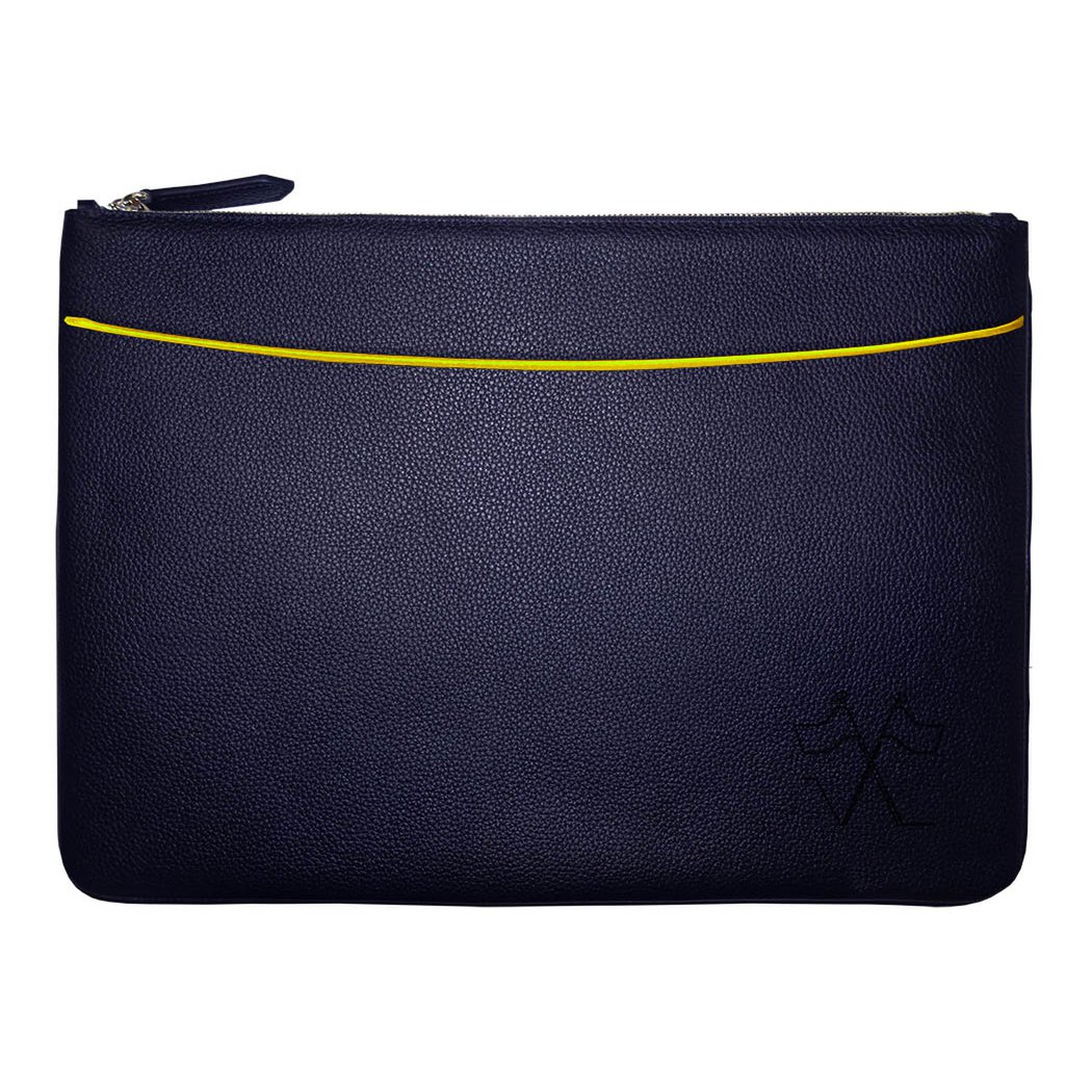 VUE LAC Laptoptasche mit brauner Fronttasche, 38 cm gelber Rand