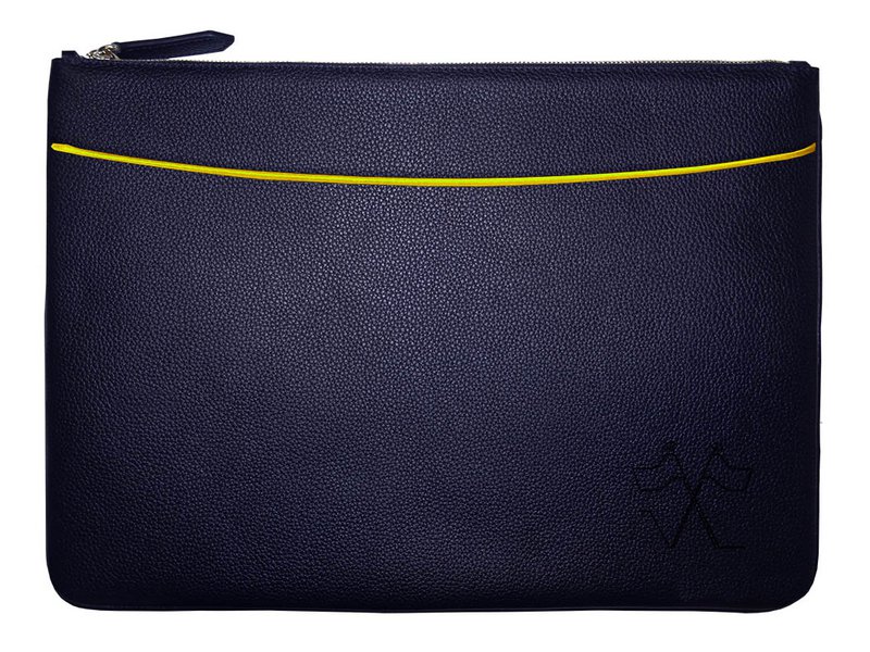 VUE LAC laptop sleeve with brown front pocket, 38cm Yellow border