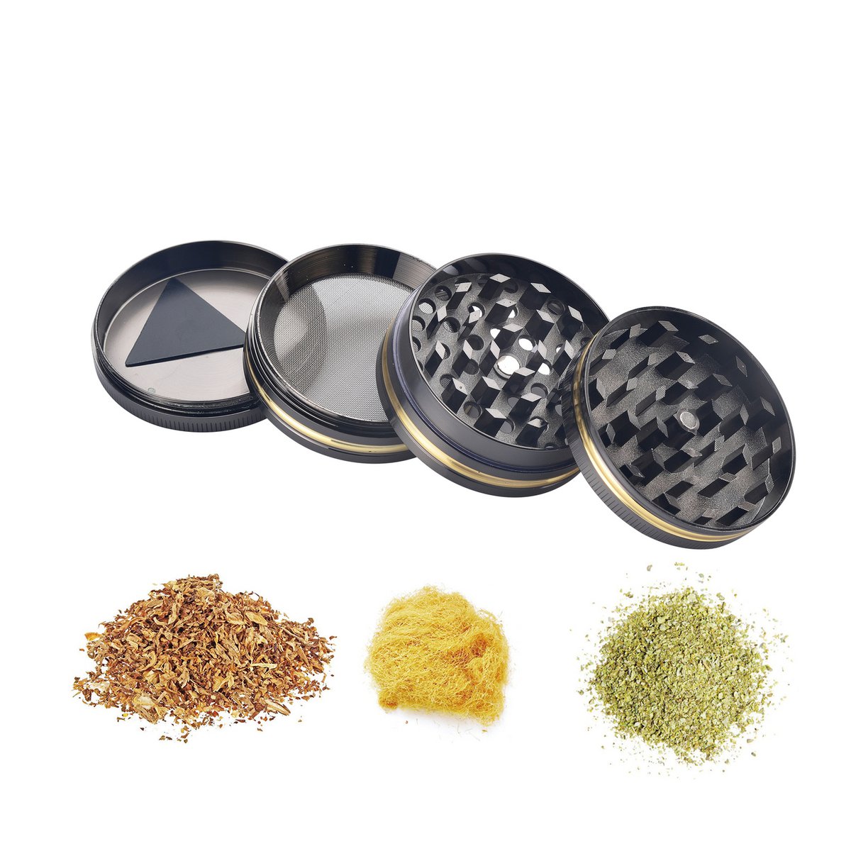 Grinder Magnétique- Broyeur à tabac & Herbes aromatiques - 4 Parties - Moulin à Epices -Dents de Diamant - 50 mm- Avec grattoir - Design Dollar