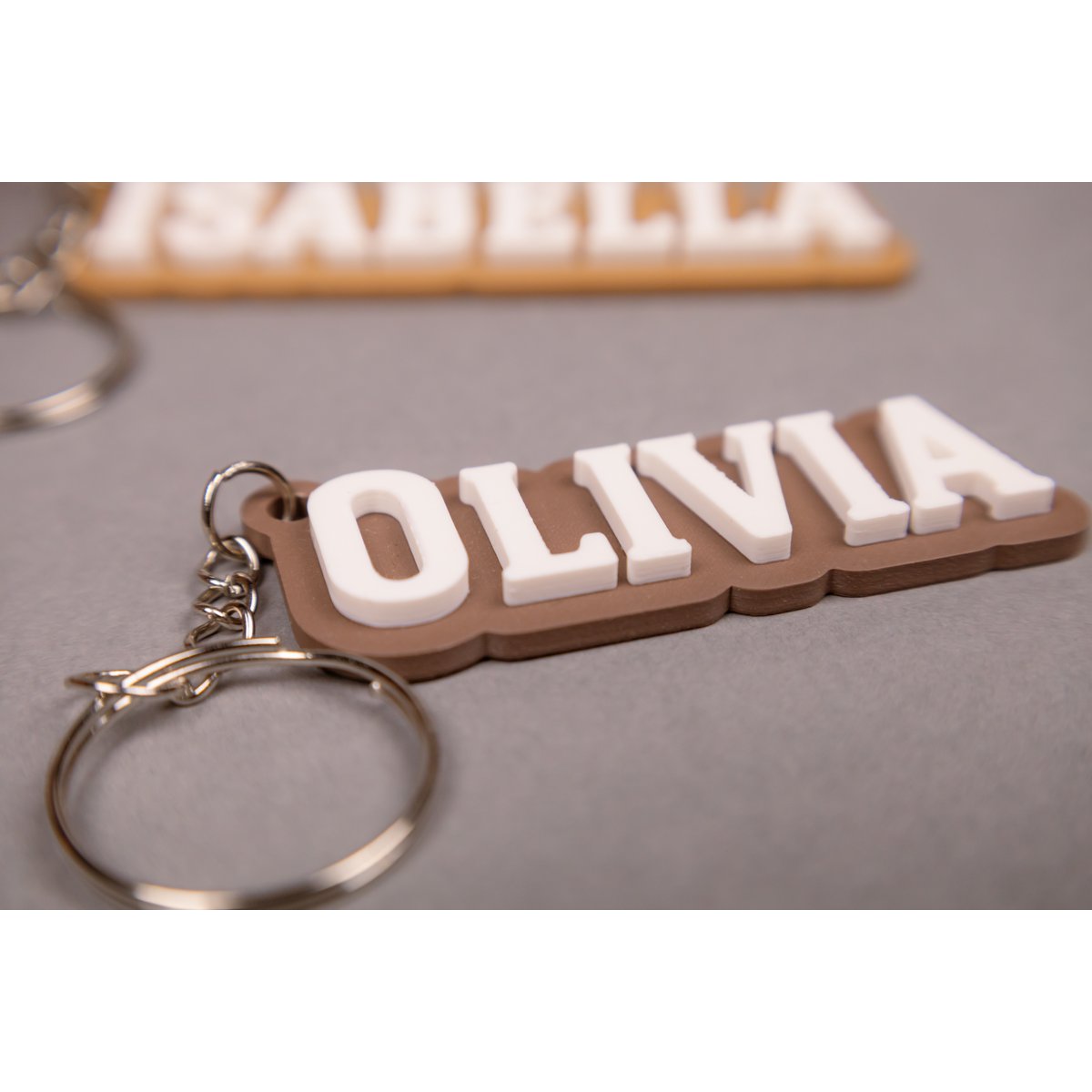 Custom Name Keychain - Personalized Keyring - Sustainable Gift for Her, Him, or Kids - Neutral Tone Bag Charm, School Graduation Gift