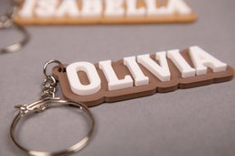 Custom Name Keychain - Personalized Keyring - Sustainable Gift for Her, Him, or Kids - Neutral Tone Bag Charm, School Graduation Gift