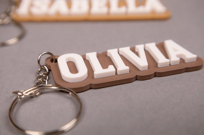 Custom Name Keychain - Personalized Keyring - Sustainable Gift for Her, Him, or Kids - Neutral Tone Bag Charm, School Graduation Gift