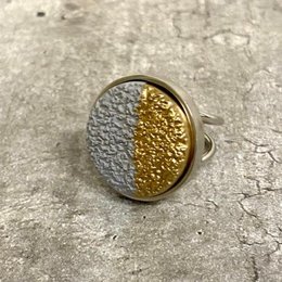 Anillo Redondo Textura Cemento - Oro - Plata