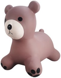  "Soft pink bear toy with round ears, white face, black nose and paws, plush sensory toy"