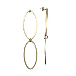 Boucle d'oreille pendante double ovale en or