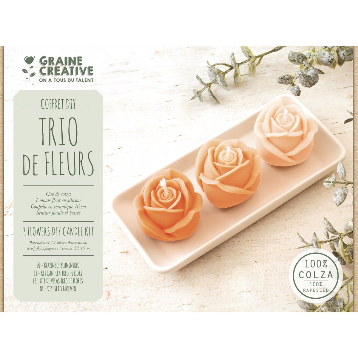 CANDLE KIT WITH THREE FLOWERS