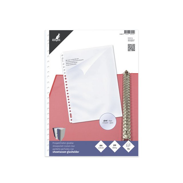 Showtas Kangaro A4 PP 23r. ds 10x10 st. L-model 80 micron transp.glashelder