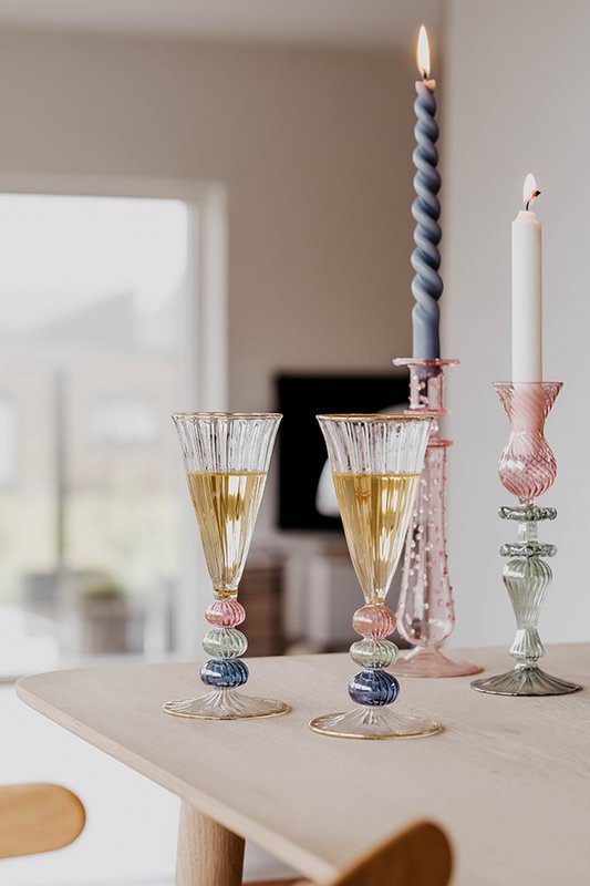 Mary candlestick pink/green - Moonlight Copenhagen