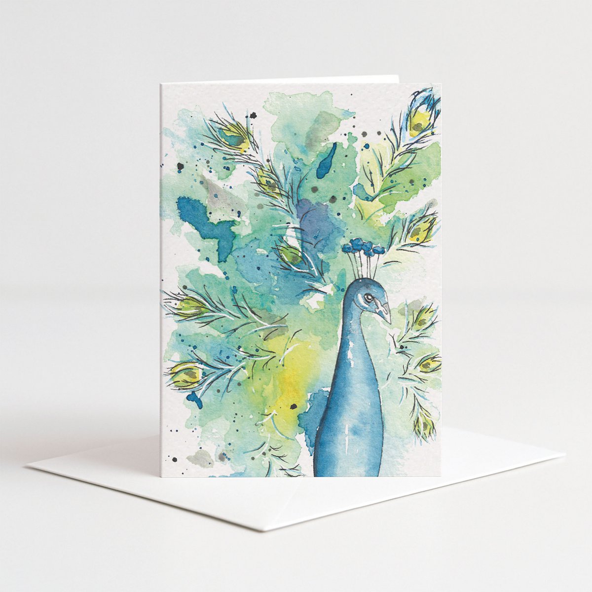 Card peacock color with envelope