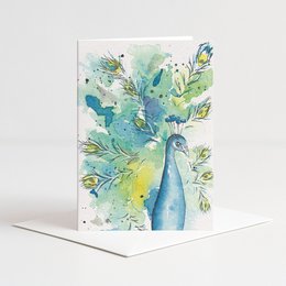  Colorful peacock-themed card with envelope, suitable for various occasions.