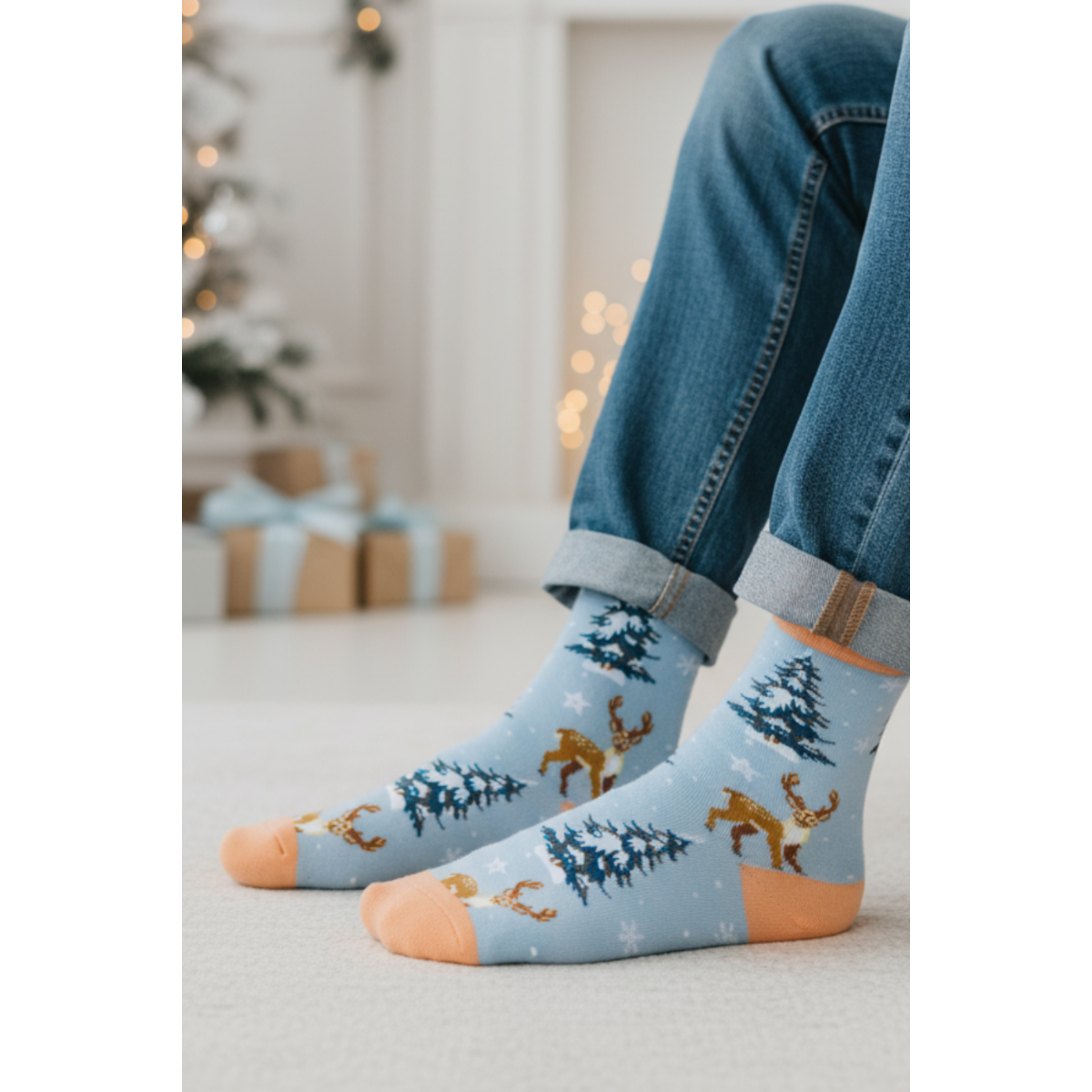 Calcetines navideños BAMBI celeste