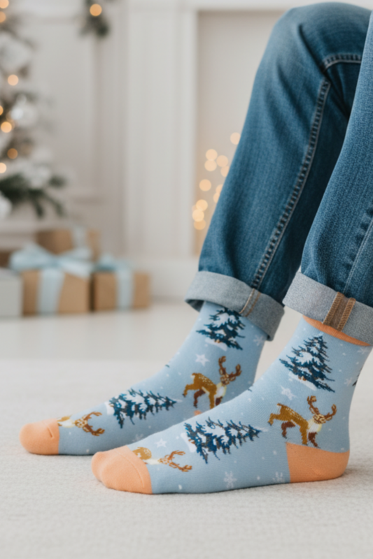 Calcetines navideños BAMBI celeste