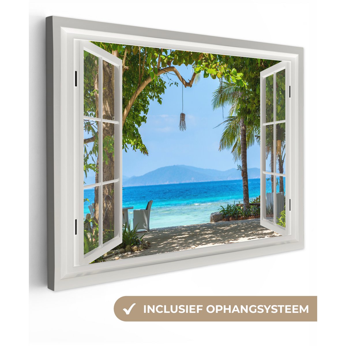 Pintura de lienzo - Decoración de pared - Vista - Boom - Sea - Palmada - Colinas - Playa - Azul