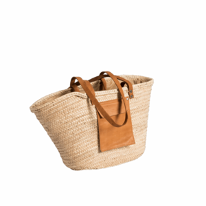 Handmade Moroccan Straw Beach Bag β Woven Palm Tote with Leather Straps | Lightweight Summer Basket