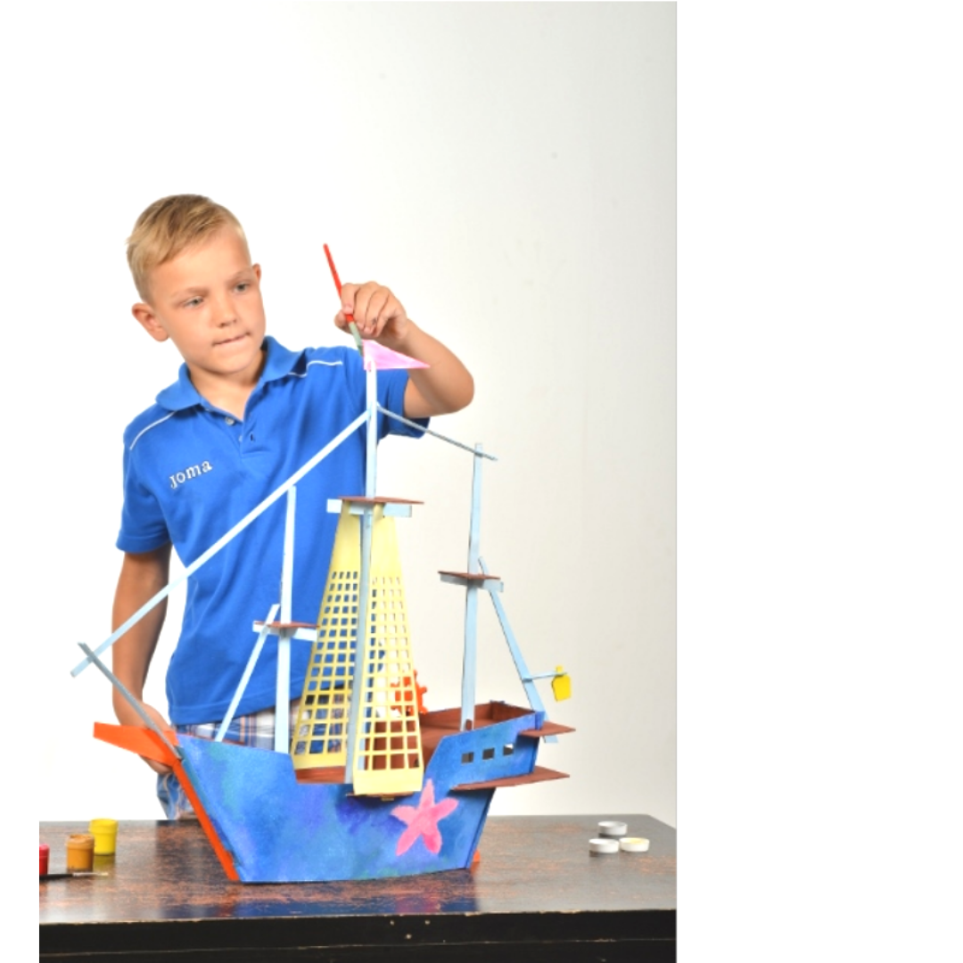 Kartonnen scheepsmodel, speelgoed voor bouwen en schilderen, doe-het-zelf, 3D, wit, 7+ jaar
