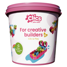 Clics building blocks– DURABLE TOYS made of RECYCLED PLASTIC (Made in Belgium)- Glitter building set 8 in 1