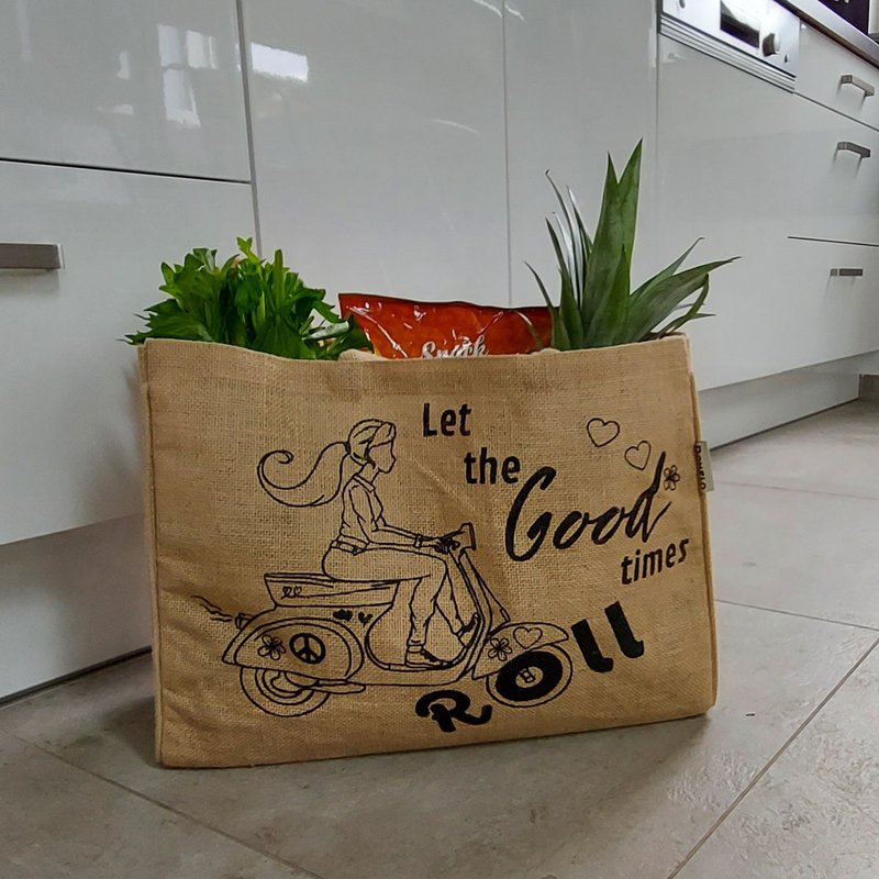 Domelo jute taske indkøbspose. Jute shopper taske. Stort vand -repellent indkøbskurv/ strandpose. Badepose XXL/ indkøbspose gaver til kvinder.