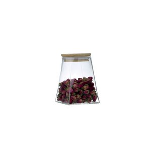 Pot triangulaire avec couvercle en bois 740ml