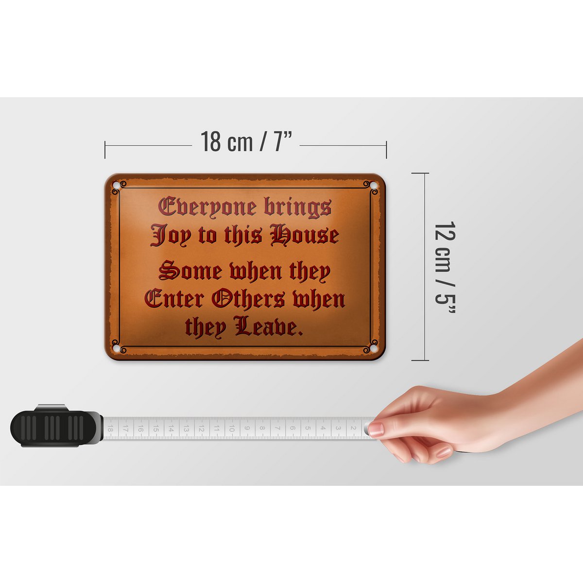 Tin sign saying 18x12cm everyone brings joy this house decoration