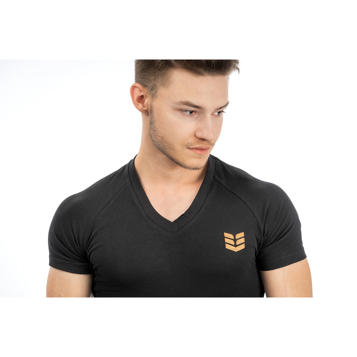 T-shirt shirt met korte mouwen slankfit t-shirt organisch katoen v-neck van geborduurd logo van hoge kwaliteit