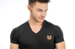T-shirt Shirt Shirt Shirt Slimfit T-shirt Organic Coton V-Col à col de logo brodé de haute qualité