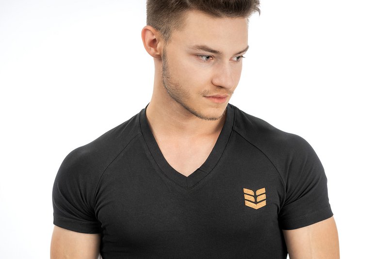 T-shirt Shirt Shirt Shirt Slimfit T-shirt Organic Coton V-Col à col de logo brodé de haute qualité