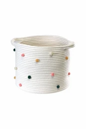 Panier de rangement en corde pour bébé avec pompons