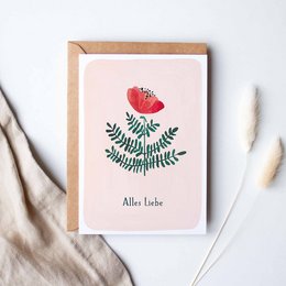 Biglietto pieghevole "Love Red Wildflower"
