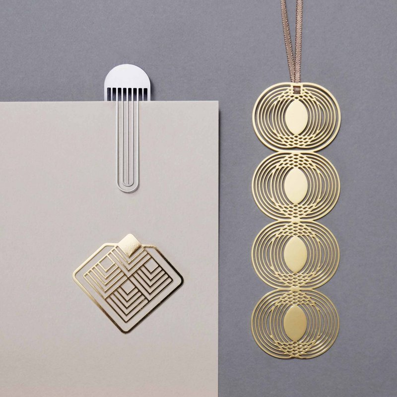 set van 3 metalen bladwijzers / clips - gouden afbeelding