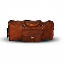 Håndlavet marokkansk "Edge" læder rejsetaske – Artisan 24" (60 cm) Voyager Duffle med Triple-Pocket Organization